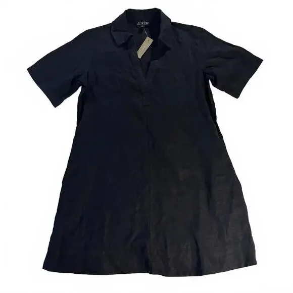J. Crew Women's Tunic Shirt-Dress Short Sleeve 100% Linen Black XS NWT Preppy - Picture 1 of 7